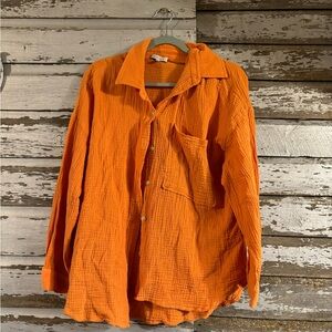 Orange Women’s Casual Button Down Shirt
